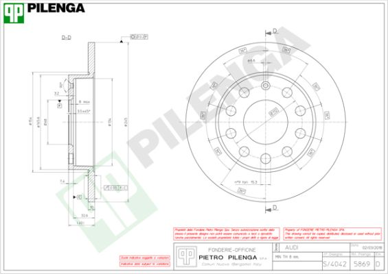 Диск тормозной PILENGA 5869