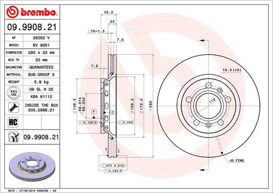 Диск тормозной AP 25062V
