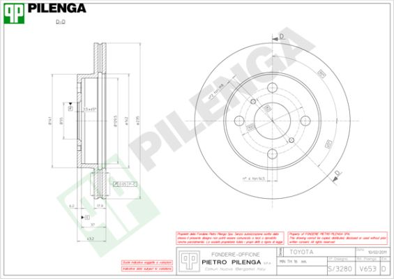 Диск тормозной PILENGA V653