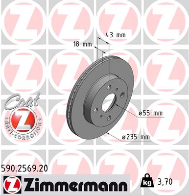 Диск тормозной ZIMMERMANN 590256920