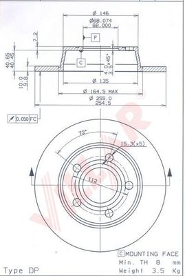 Диск тормозной VILLAR 628.1691