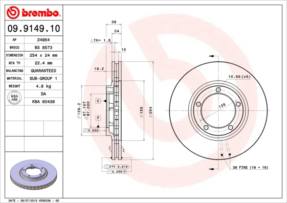 Диск тормозной BRECO BS 8573