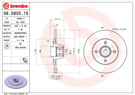 Диск тормозной BRECO BC 7483
