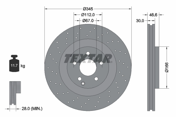 Диск тормозной TEXTAR 92123705