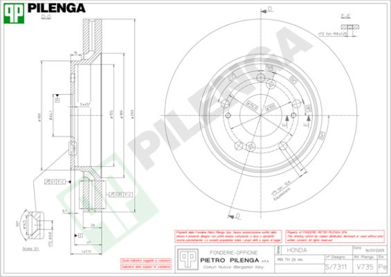Диск тормозной PILENGA V735