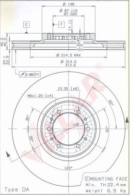 Диск тормозной VILLAR 628.1820