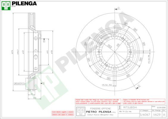 Диск тормозной PILENGA V629