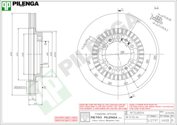 Диск тормозной PILENGA V608