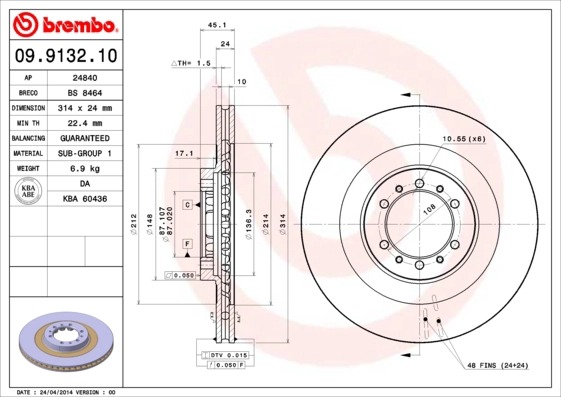 Диск тормозной BREMBO 099.132.11