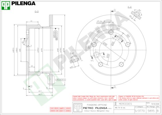 Диск тормозной PILENGA 5895