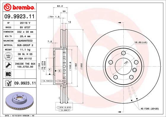 Диск тормозной BRECO BV 8727