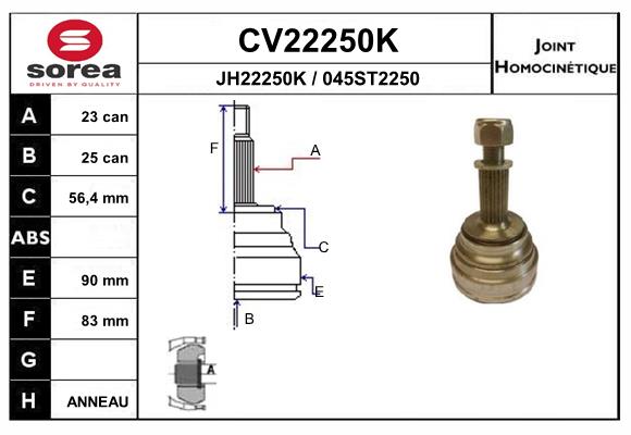 Шарнирный комплект приводной вал EAI CV22250K