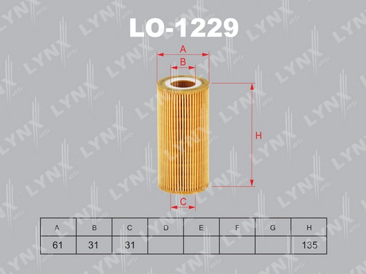 Фильтр масляный LYNXAUTO LO1229