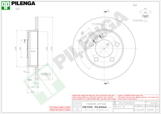Диск тормозной PILENGA 5255