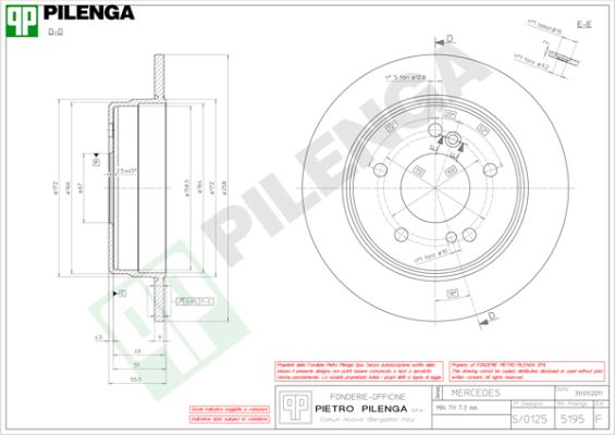 Диск тормозной PILENGA 5195