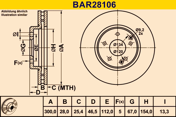 Диск тормозной BARUM BAR28106