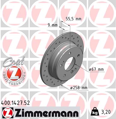 Диск тормозной ZIMMERMANN 400.1427.52