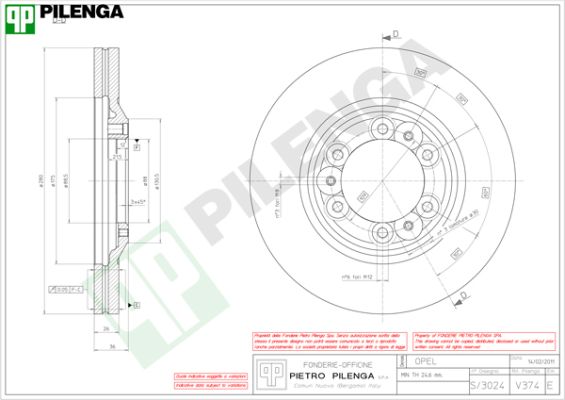 Диск тормозной PILENGA V374