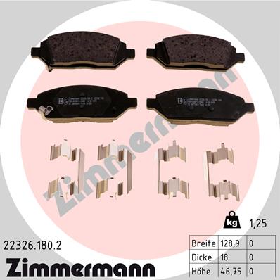 Колодки тормозные дисковые ZIMMERMANN 223261802