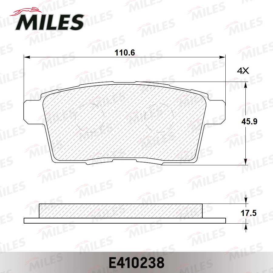Колодки тормозные (новая смесь) задние (mazda cx7/cx9 07-) (без датчика) e410238 MILES E410238