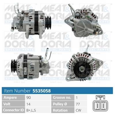 Генератор 14v 90a mitsubishi l200 (k7) pajero i 2.5 td MEAT & DORIA 5535058