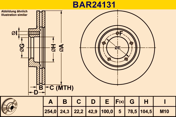 Диск тормозной BARUM BAR24131
