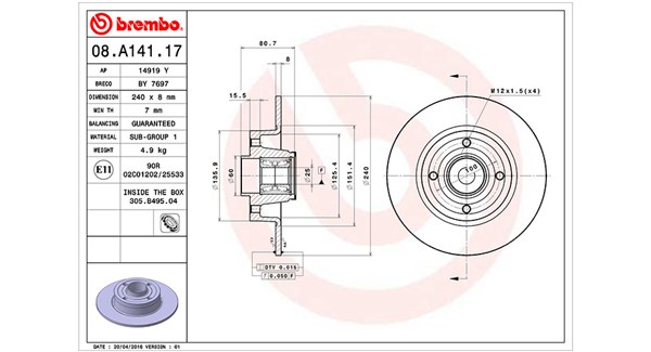 Диск тормозной MAGNETI MARELLI 360406060700