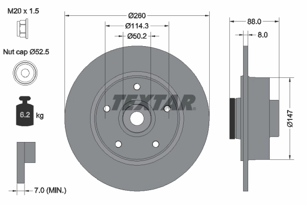 Диск тормозной TEXTAR 92196003