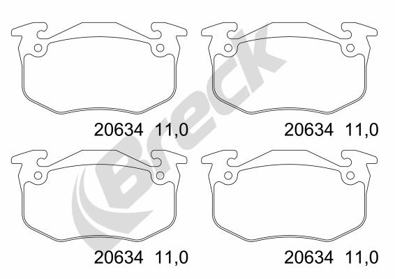 Колодки тормозные дисковые BRECK 20634 00 702 00