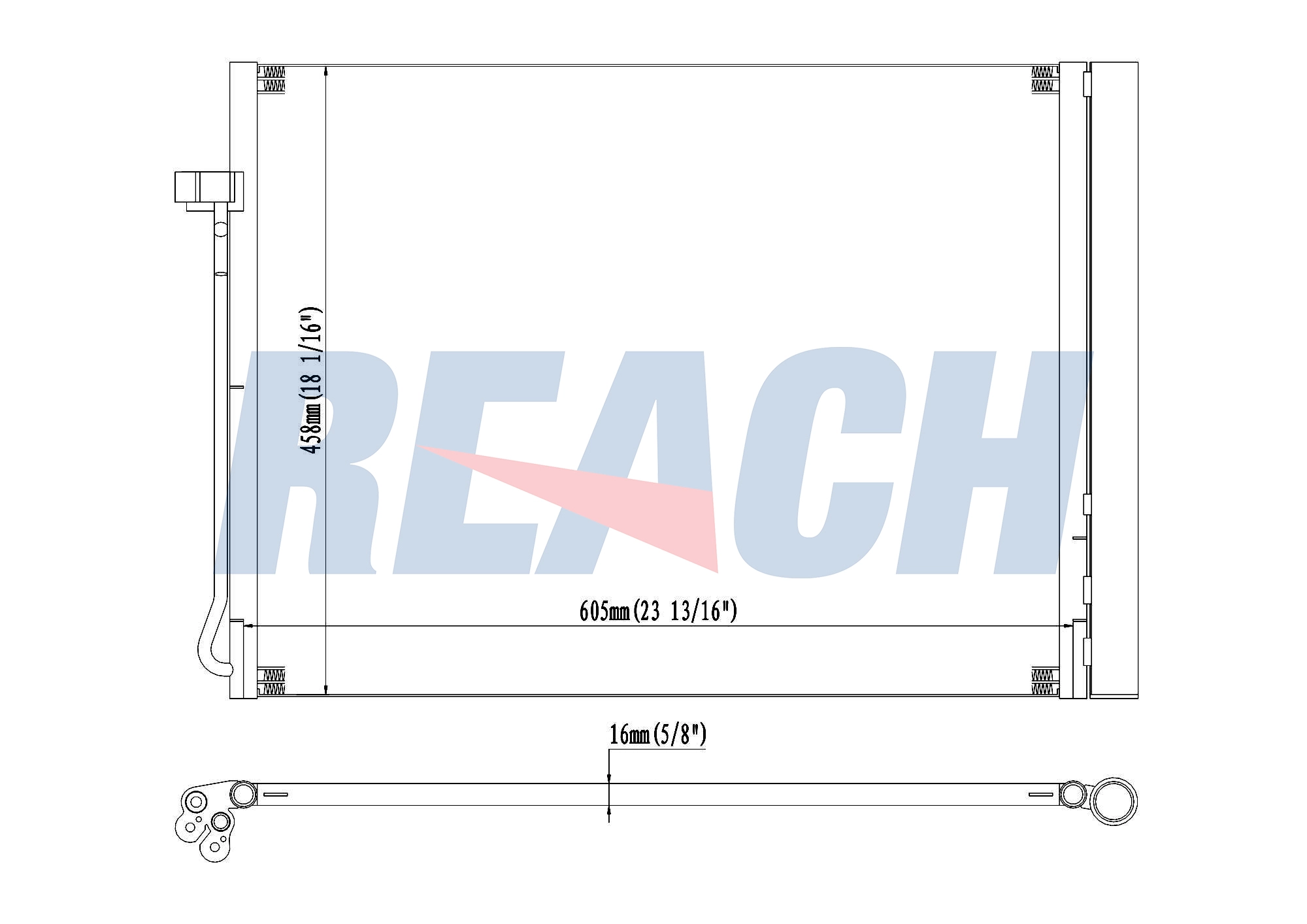 Радиатор кондиционера REACH 1.31.3738.PD