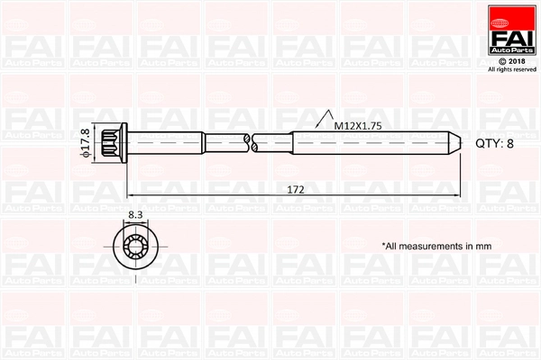 Комплект болтов гбц FAI AUTOPARTS B1060