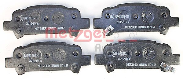 Колодки тормозные дисковые METZGER 1170167