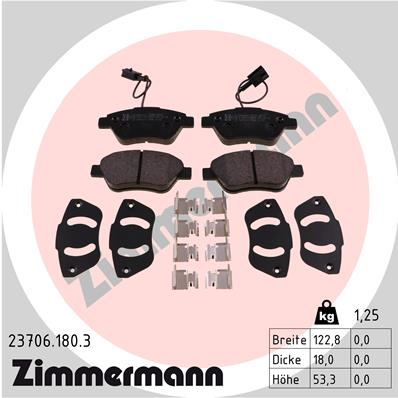 Колодки тормозные дисковые ZIMMERMANN 23706.180.3