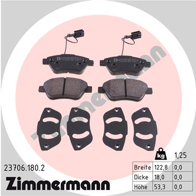 Колодки тормозные дисковые ZIMMERMANN 237061802