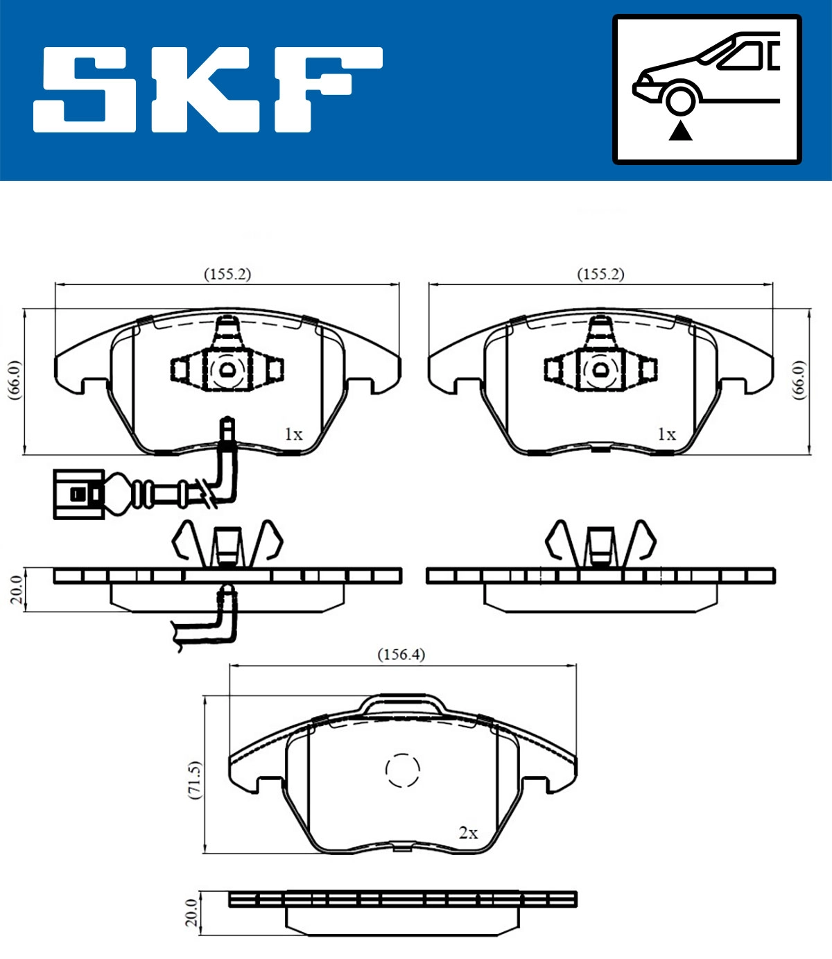 Комплект тормозных колодок дисковый тормоз SKF VKBP80007E