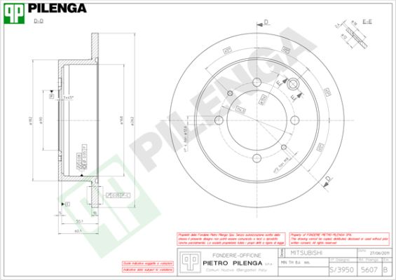 Диск тормозной PILENGA 5607