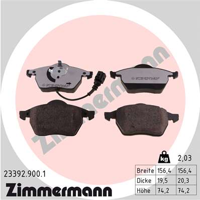 Колодки торм rdz audi a3 1.8i turbo quat/turbo s3 96-/audi tt coupe/cabrio 1.8 turbo пер с датч 98 ZIMMERMANN 233929001