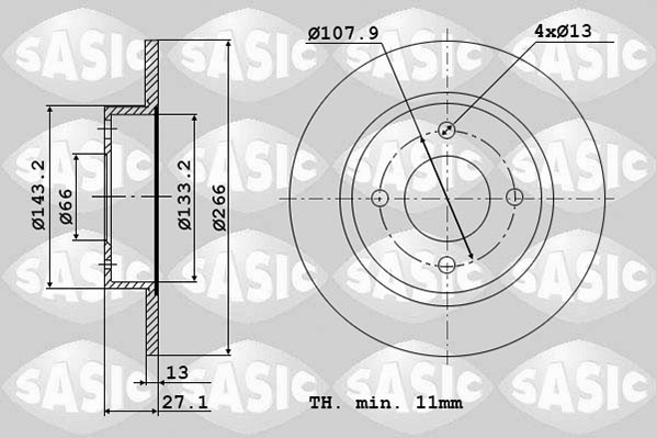 Диск тормозной SASIC 2464R24J