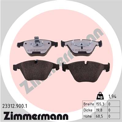 Колодки тормозные дисковые ZIMMERMANN 23312.900.1