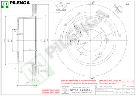 Диск тормозной PILENGA V966