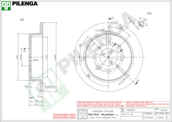 Диск тормозной PILENGA 5304