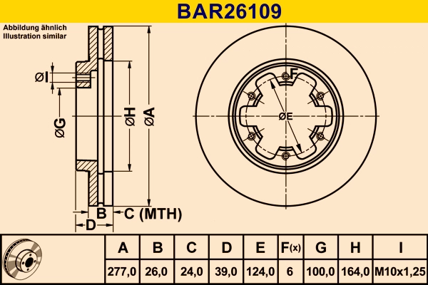 Диск тормозной BARUM BAR26109