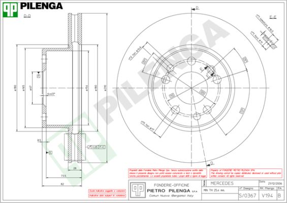 Диск тормозной PILENGA V194