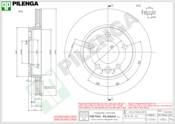 Диск тормозной PILENGA V864