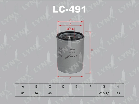 Фильтр масляный LYNXAUTO LC491