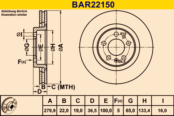 Диск тормозной BARUM BAR22150