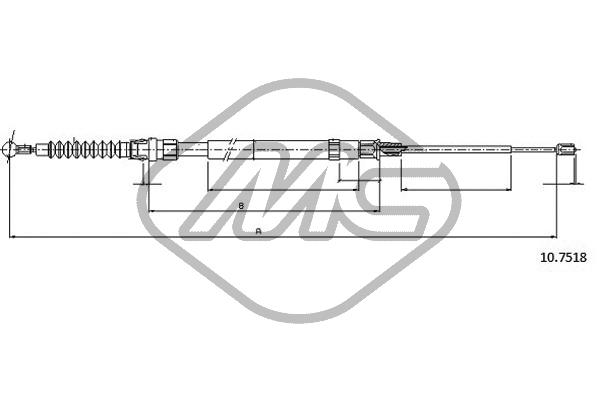 83764 трос ручника audi a3 all dx/sx r /lh METALCAUCHO 83764
