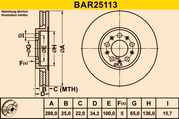 Диск тормозной BARUM BAR25113