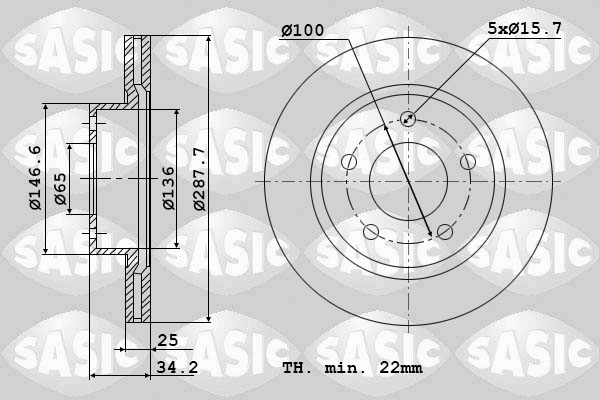 Диск тормозной SASIC 9004880J