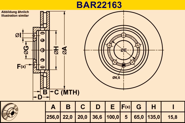 Диск тормозной BARUM BAR22163